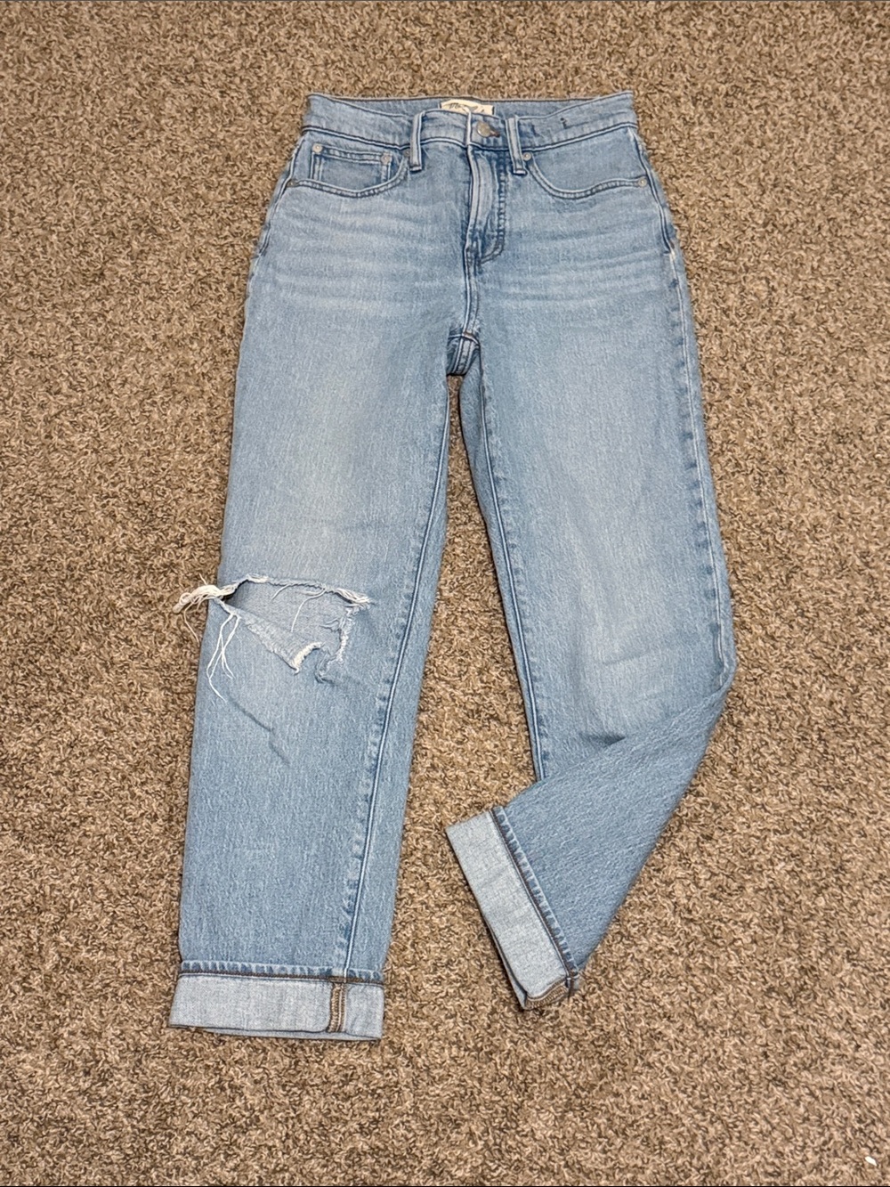 Madewell The Perfect Vintage Blue Straight Leg High-Rise Jeans with Distress